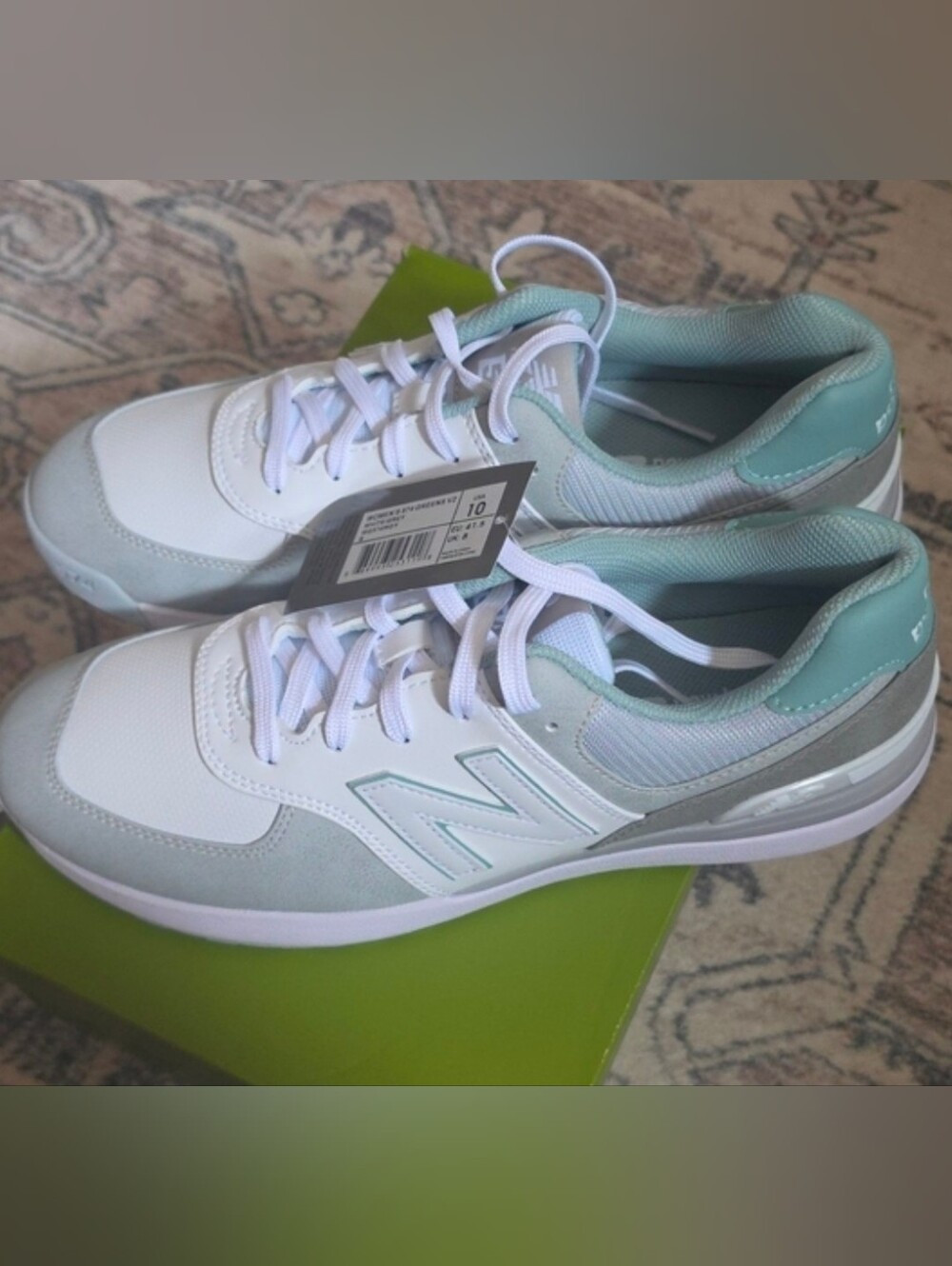 NWT New Balance Women's 574 Greens V2 White &Gray W/Mint Backs Golf Shoes Size10